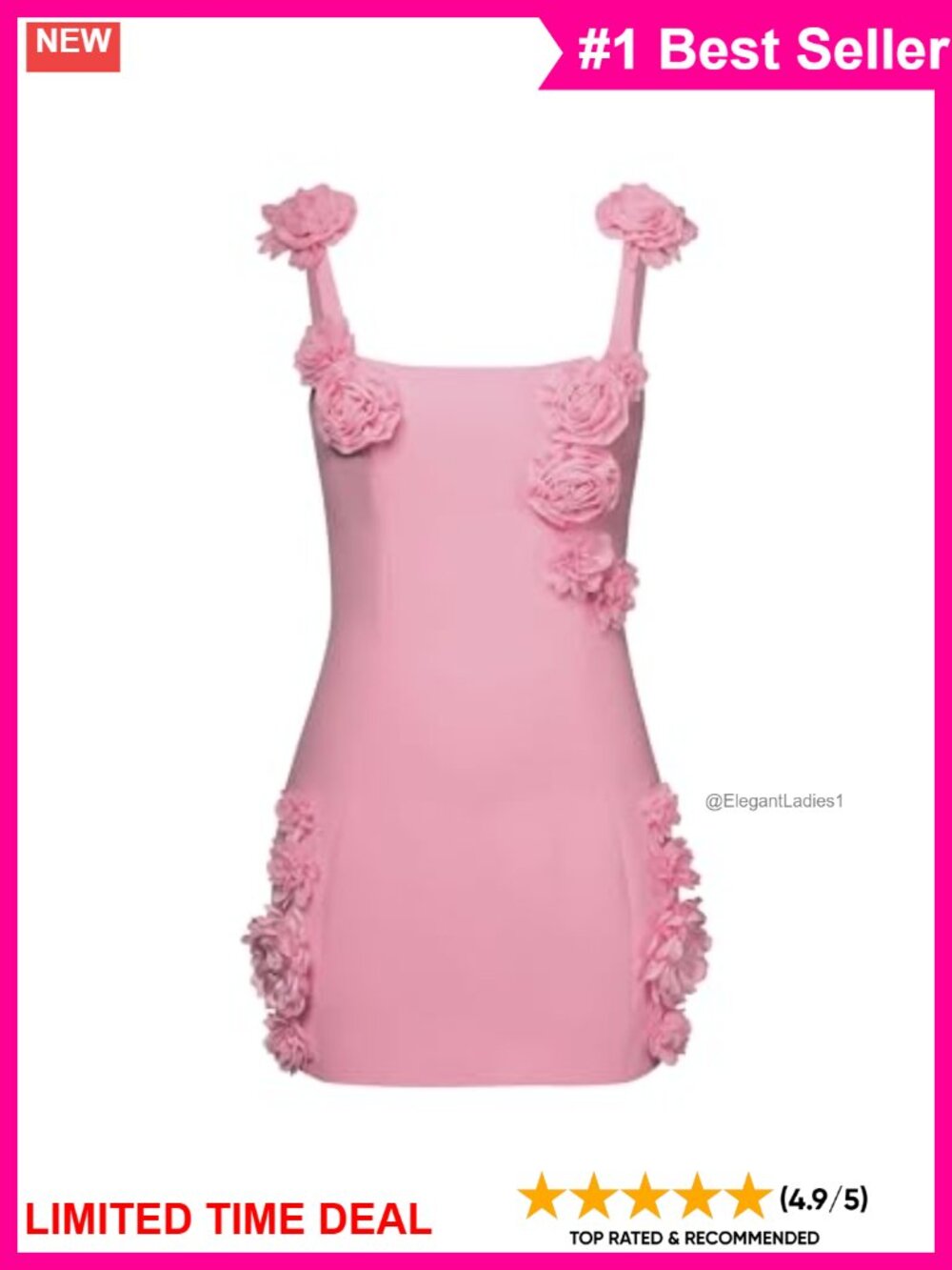 Polyester Spandex Bodycon Mini Dress Rosette Applique Sleeveless Square Neck